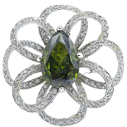 925 Sterling Silver   Peridot & Topaz Floral Motif Cocktail Ring Sz 10  RG8574