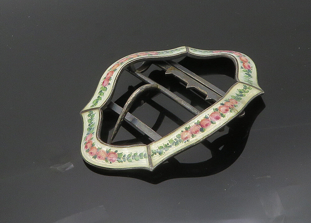 Georg Adam Scheid Silver Vintage Antique Large Enamel Belt Buckle  TR2831