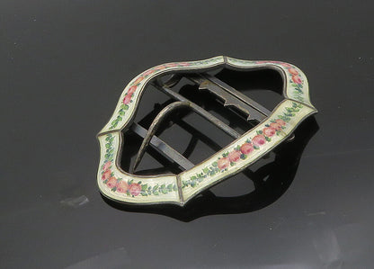 Georg Adam Scheid Silver Vintage Antique Large Enamel Belt Buckle  TR2831