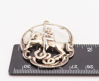 925 Sterling Silver Vintage Brooch Pin Cutout Royal Soldier Snake  BP11233