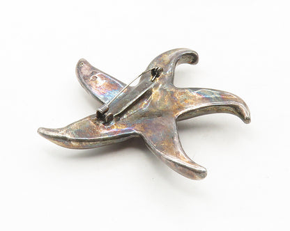 925 Sterling Silver  Vintage Oxidized Hollow Star Fish Brooch Pin  BP3690