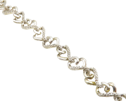925 Silver   Shiny Genuine Diamonds Infinity Love Heart Chain Bracelet  BT5122
