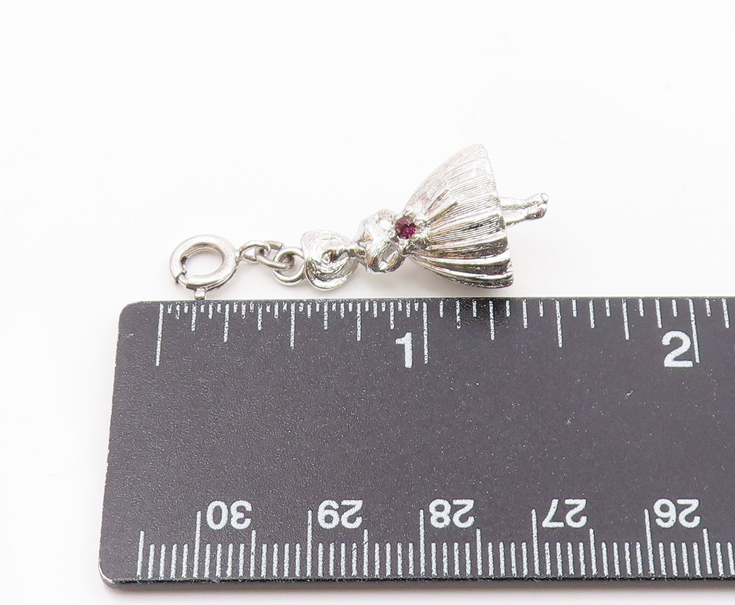 925 Sterling Silver  Vintage Pink Stone Accent Woman In Dress Pendant  PT16932