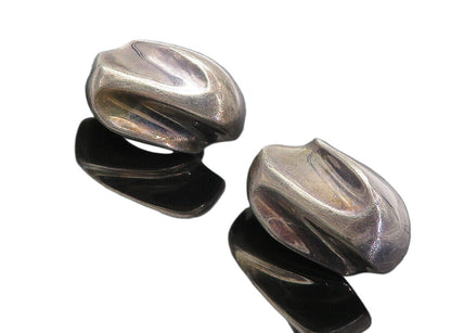 925 Sterling Silver  Vintage Dark Tone Sculpted Petite Drop Earrings  EG4049