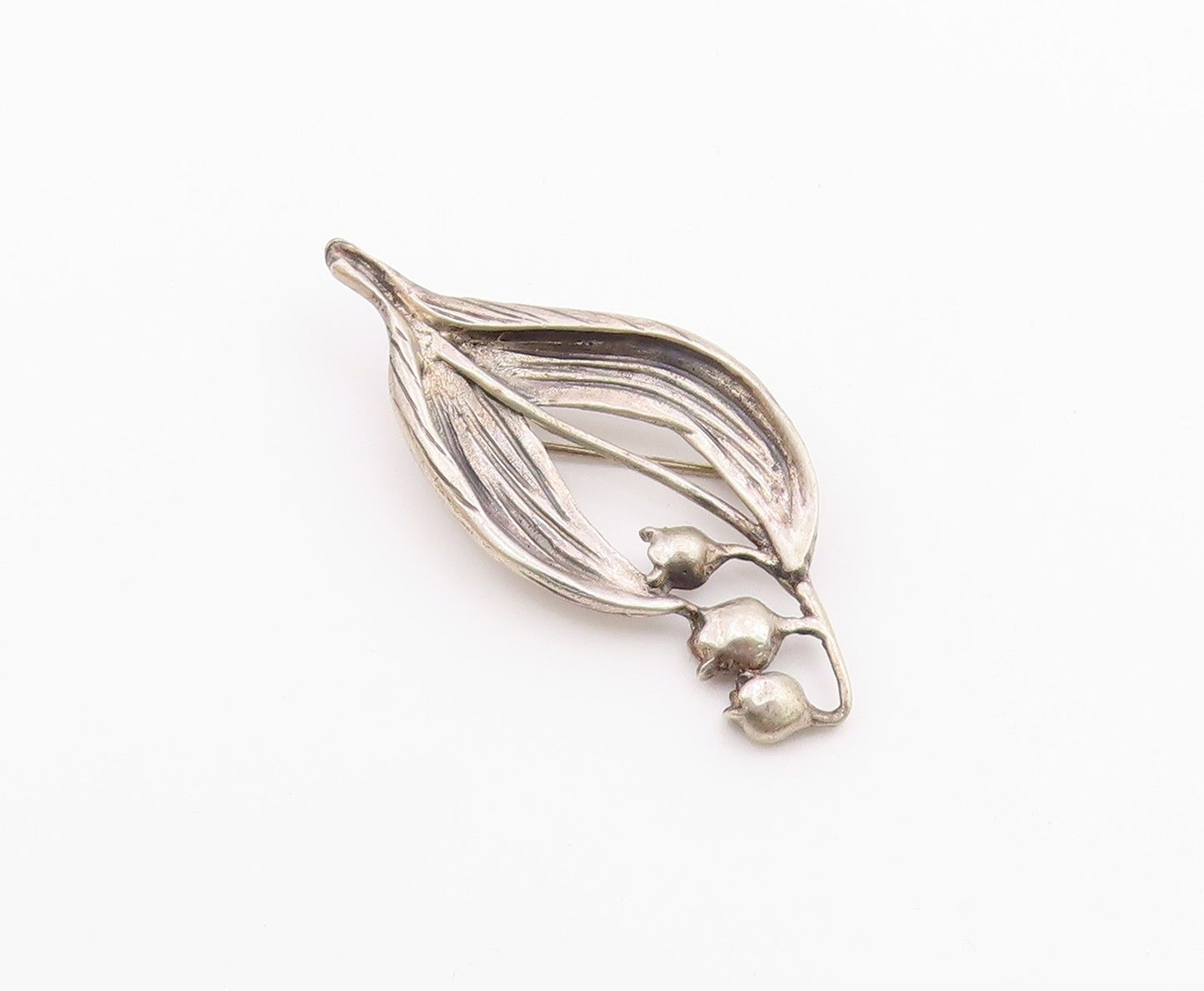 BREAKELL 925 Sterling Silver  Vintage Floral Leaf Motif Brooch Pin  BP9268