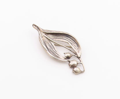 BREAKELL 925 Sterling Silver  Vintage Floral Leaf Motif Brooch Pin  BP9268