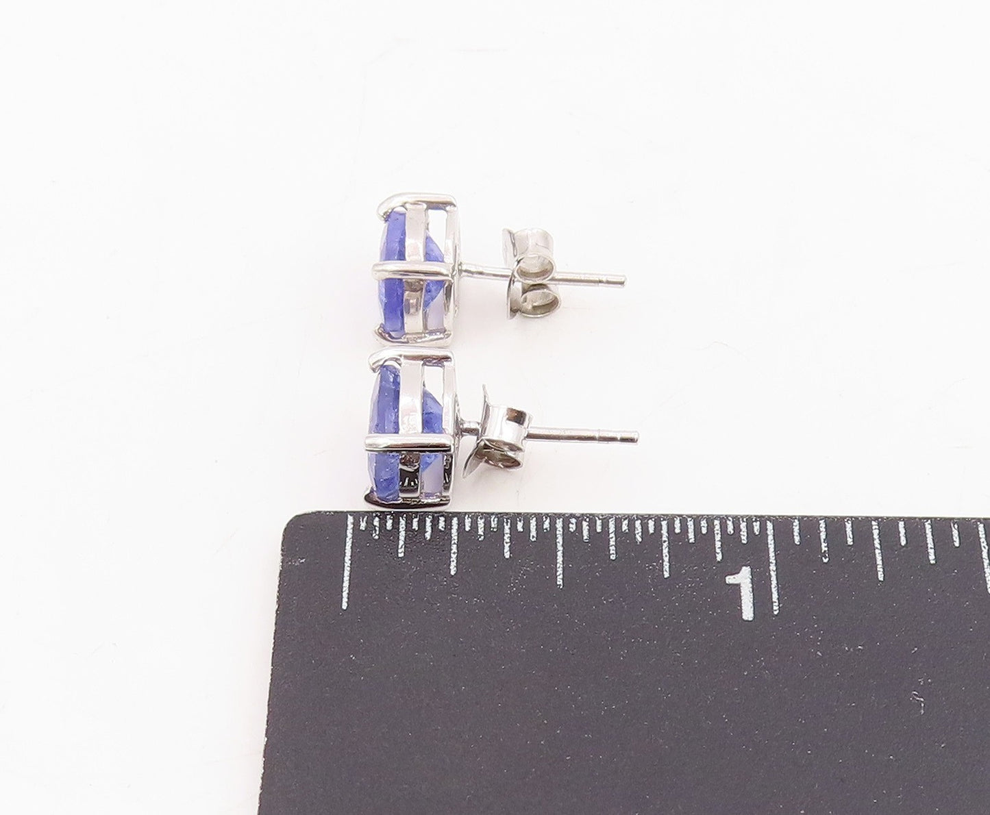 925 Sterling Silver Vintage Earrings Minimalist Real Tanzanite Studs  EG14068