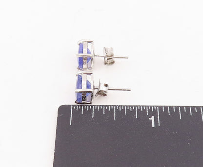 925 Sterling Silver Vintage Earrings Minimalist Real Tanzanite Studs  EG14068
