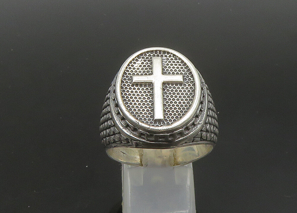 925 Sterling Silver  Vintage Large Religious Cross Band Ring Sz 12.5  RG23534