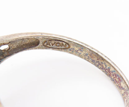925 Sterling Silver Vintage Ring AVON CZ Intricate Openwork Band  Sz 11  RG35253