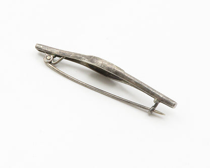925 Sterling Silver  Vintage Inlaid Jasper Split Dark Tone Brooch Pin  BP5743
