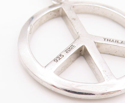 925 Sterling Silver Vintage Pendant Minimalist Peace Cutout Charm  PT24020