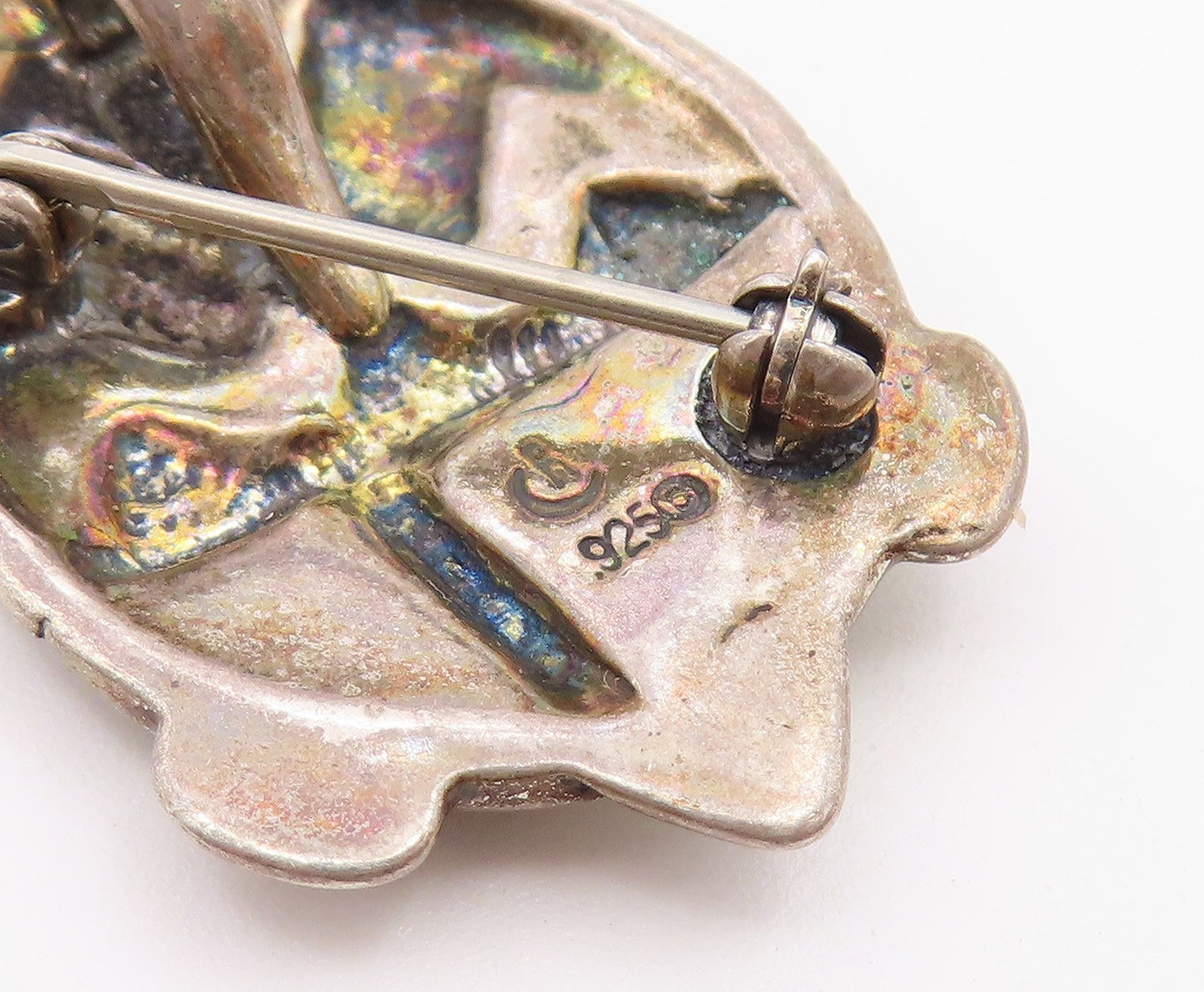 CAROLYN POLLACK 925 Silver  Vintage Turquoise Sea Turtle Brooch Pin  BP7861