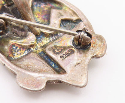 CAROLYN POLLACK 925 Silver  Vintage Turquoise Sea Turtle Brooch Pin  BP7861