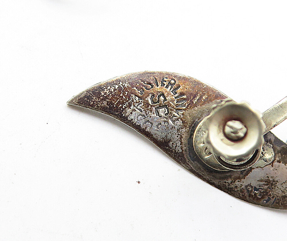 MEXICO 925 Sterling Silver  Vintage Single Leaf Non Pierce Earrings  EG2311