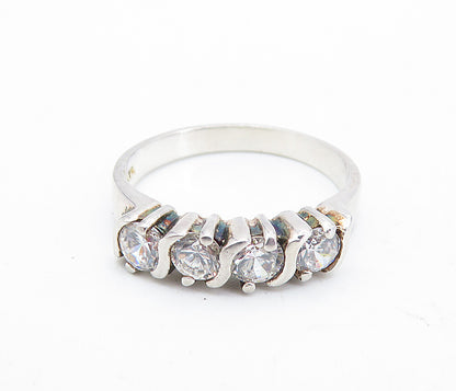 SETA 925 Silver  Vintage Cubic Zirconia 4 Stone Swirl Band Ring Sz 9.5  RG7056
