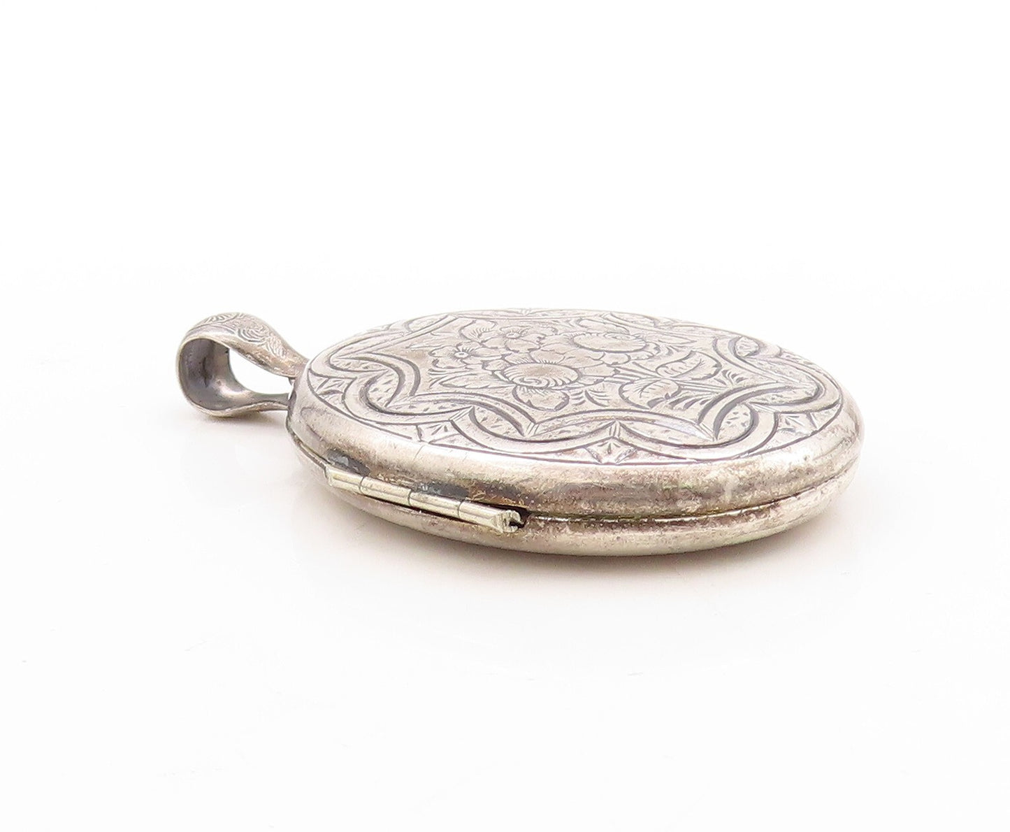 925 Sterling Silver Vintage Pendant DANECRAFT Antique Carved Locket OPEN PT23636