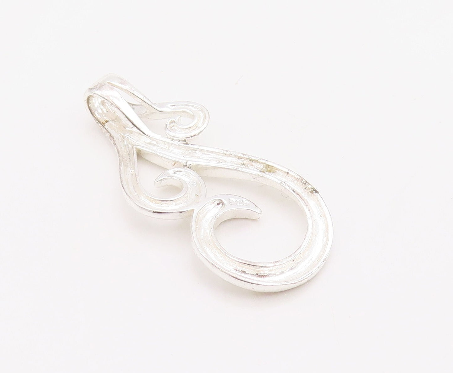 925 Sterling Silver Vintage Pendant Modernist Cutout Dropping Swirls  PT23527