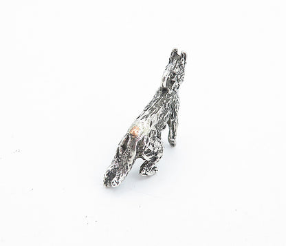 925 Sterling Silver  Vintage Petite Dark Tone Sculpted Dog Pendant  PT5258