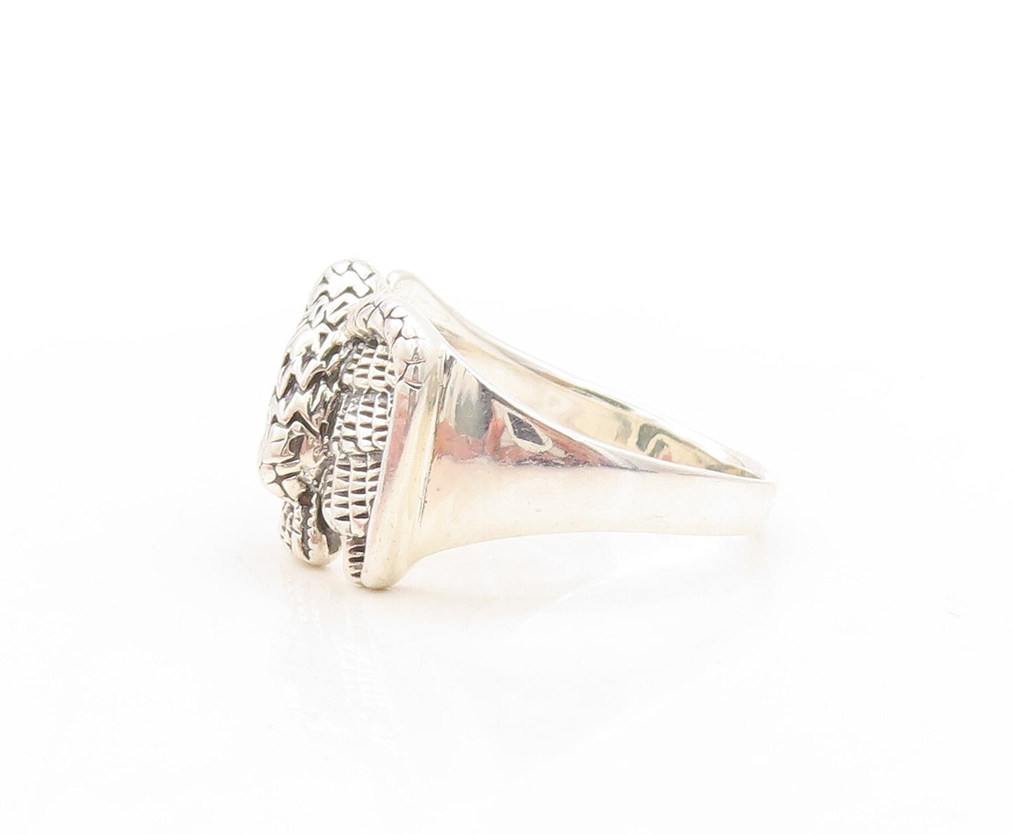 925 Sterling Silver Vintage Ring Dark Tone Carved Flying Eagle  Sz 13  RG31599