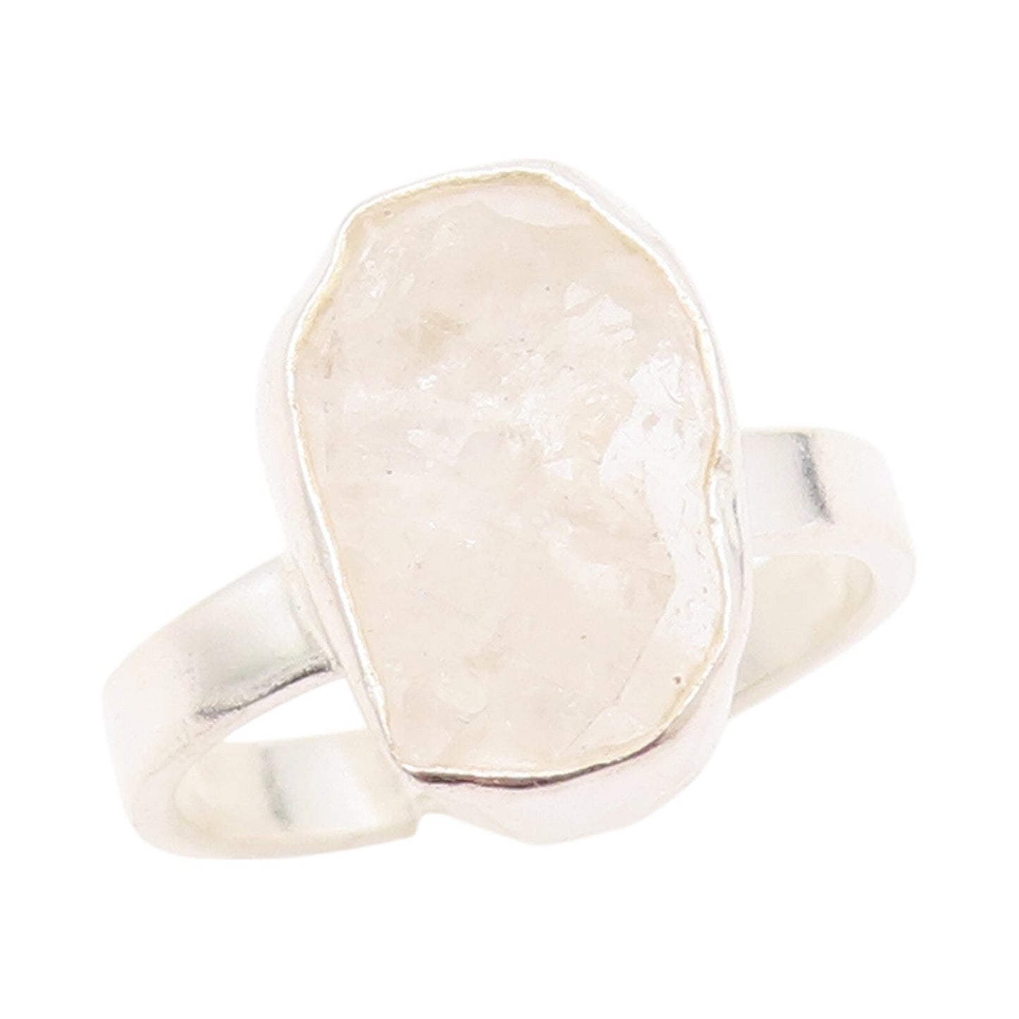 925 Sterling Silver Vintage Ring Oval Brutalist Cut Gemstone  Sz 8  RG31778