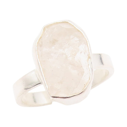 925 Sterling Silver Vintage Ring Oval Brutalist Cut Gemstone  Sz 8  RG31778