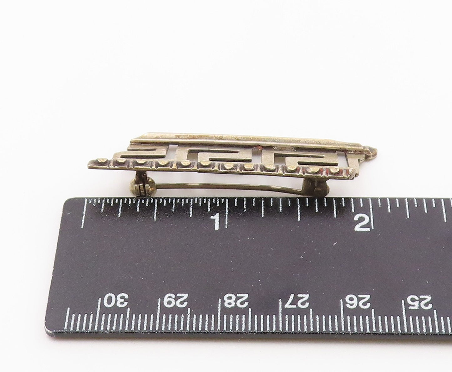 925 Sterling Silver  Vintage Carved Beaded Maze Pattern Brooch Pin  BP9615
