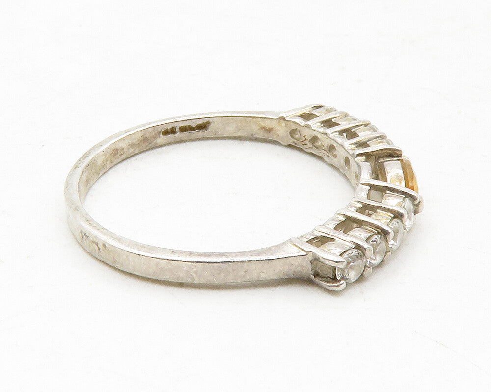 KOREA 925 Sterling Silver  Vintage Citrine & Topaz Band Ring Sz 7  RG12992