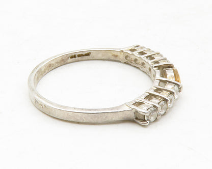 KOREA 925 Sterling Silver  Vintage Citrine & Topaz Band Ring Sz 7  RG12992