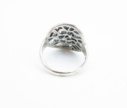 925 Sterling Silver  Vintage Shiny Tree Of Life Motif Band Ring Sz 7.5  RG7952