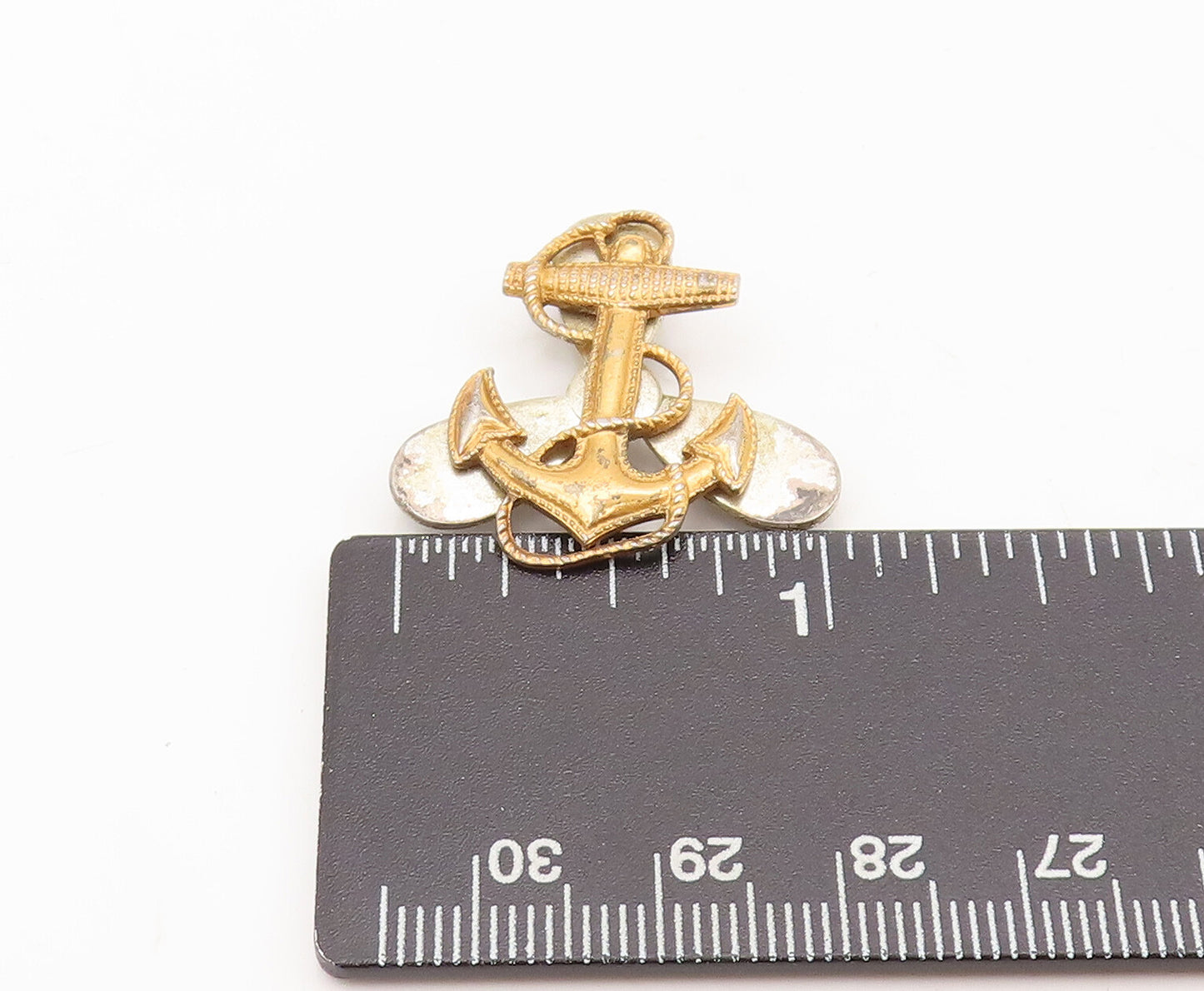 925 Sterling Silver Vintage Brooch Pin US Military Gold Plated Anchor  BP10602