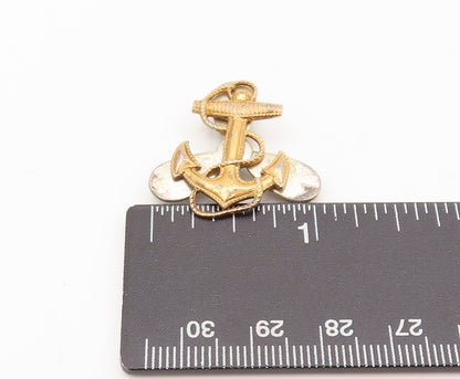 925 Sterling Silver Vintage Brooch Pin US Military Gold Plated Anchor  BP10602