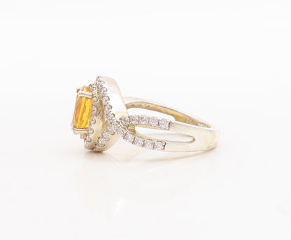 925 Sterling Silver Vintage Ring Designer Citrine & Topaz band  Sz 7.5  RG29807
