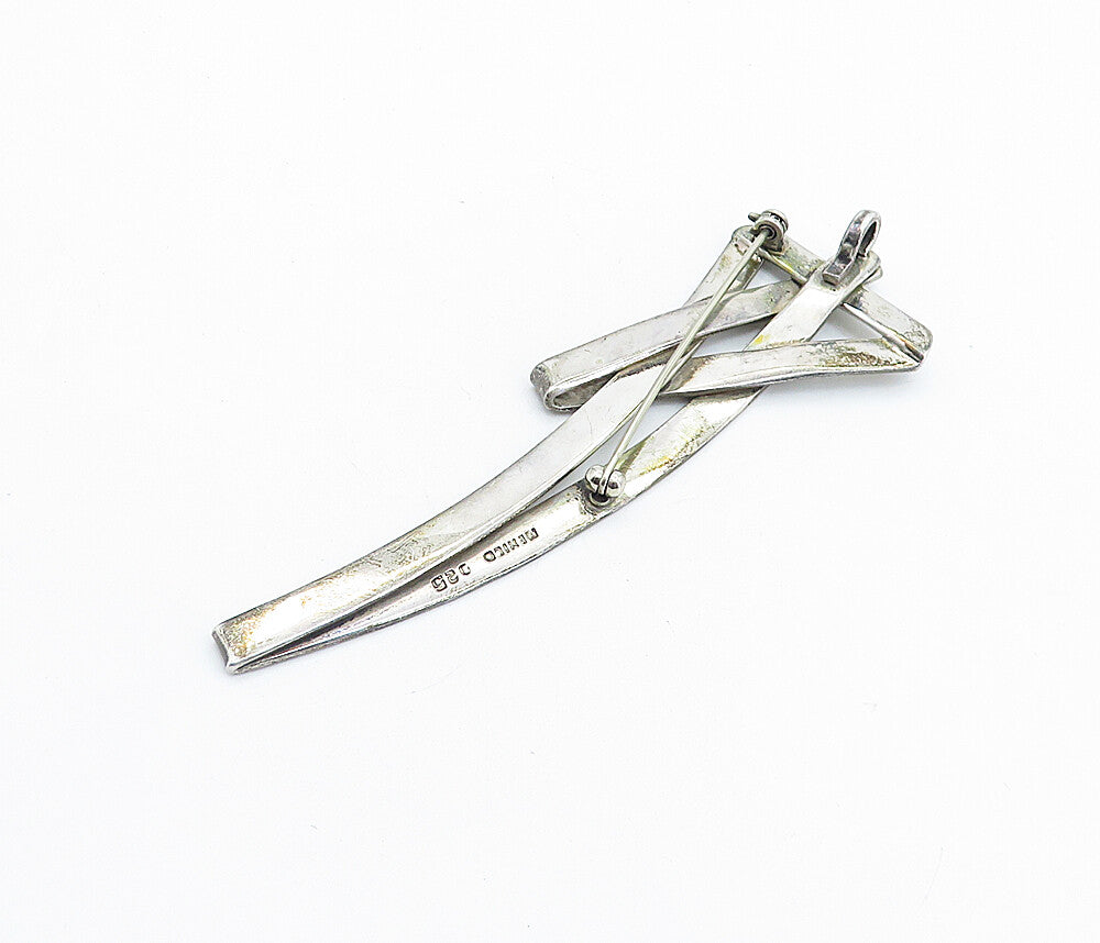 MEXICO 925 Sterling Silver  Vintage Shiny Modernist Design Brooch Pin  BP2400