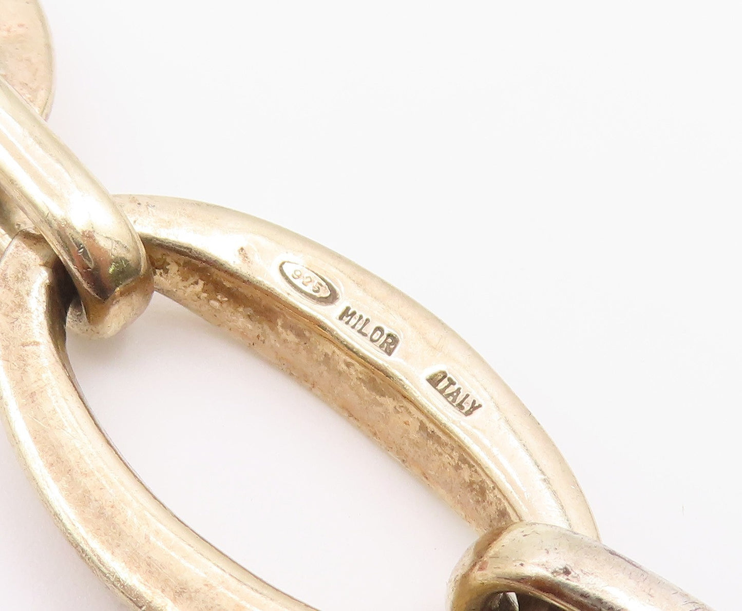 925 Sterling Silver  Vintage Shiny Gold Plated Oval Chain Bracelet  BT9272