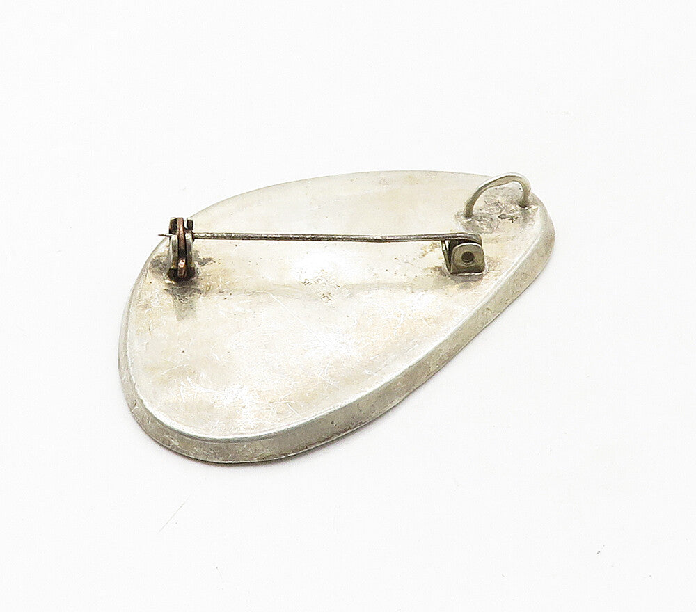 ISRAEL 925 Sterling Silver  Vintage Eilat Mosaic Pattern Brooch Pin  BP6580