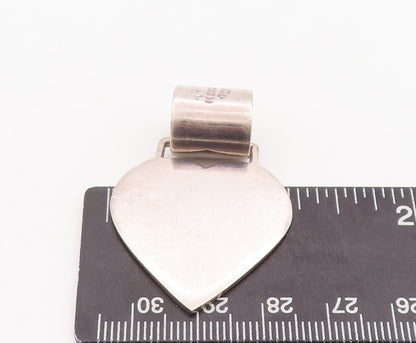 925 Sterling Silver Vintage Pendant MEXICO Minimalist Solid Love Heart  PT23357