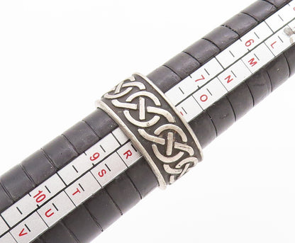925 Sterling Silver Vintage Ring Antique Celtic Knots Carved Band  Sz 8  RG33403