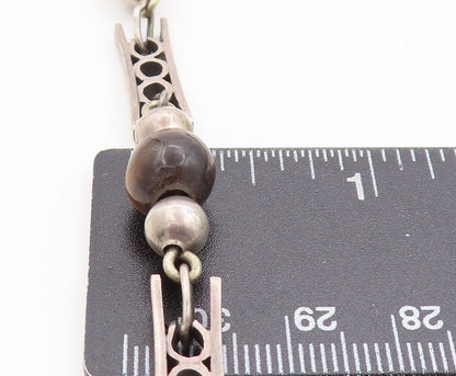 925 Sterling Silver Vintage Necklace MEXICO Designer Beaded Tiger's Eye   NE4413