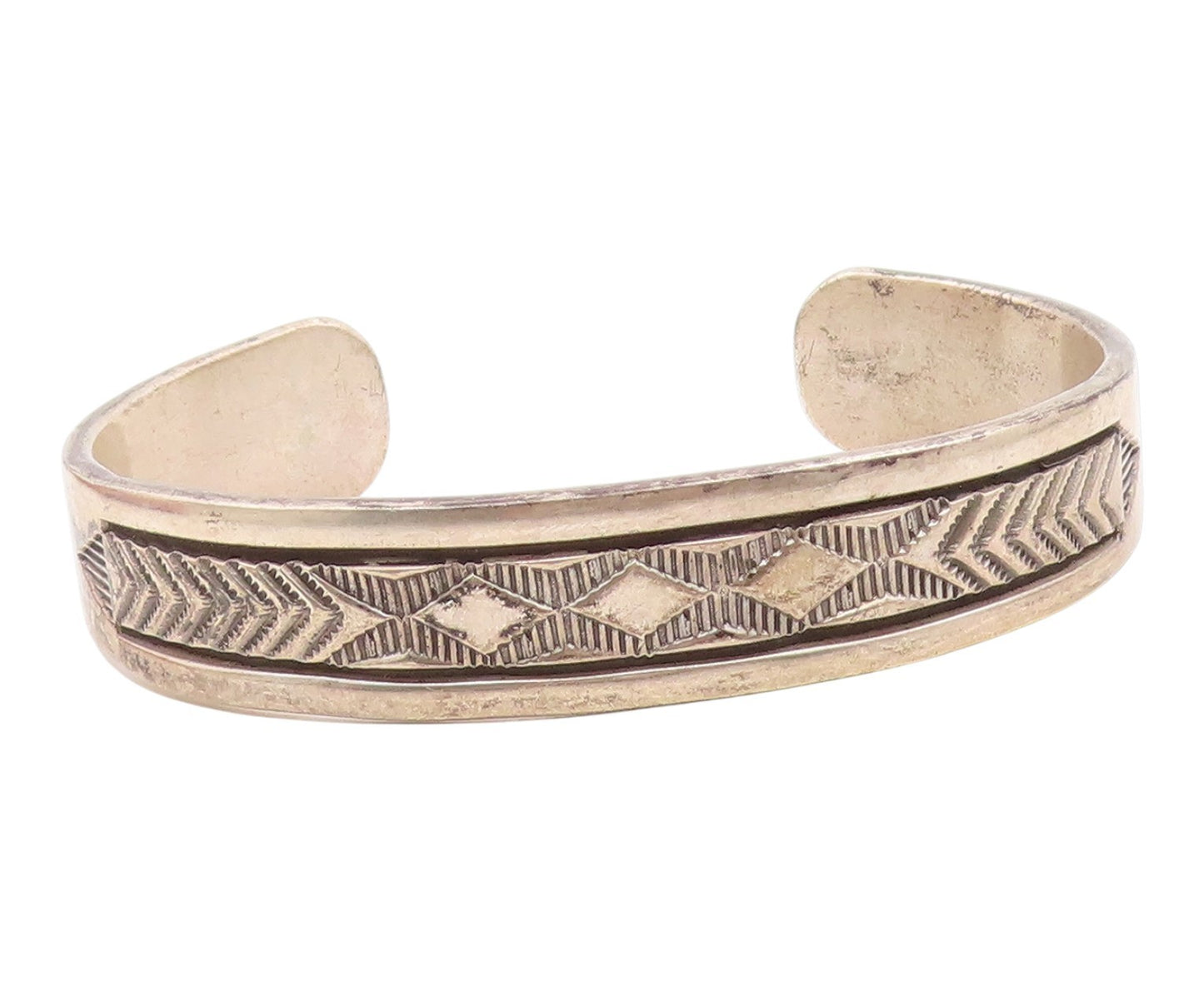 925 Sterling Silver Vintage Bracelet NAVAJO BRUCE MORGAN Etched Cuff  BT11906