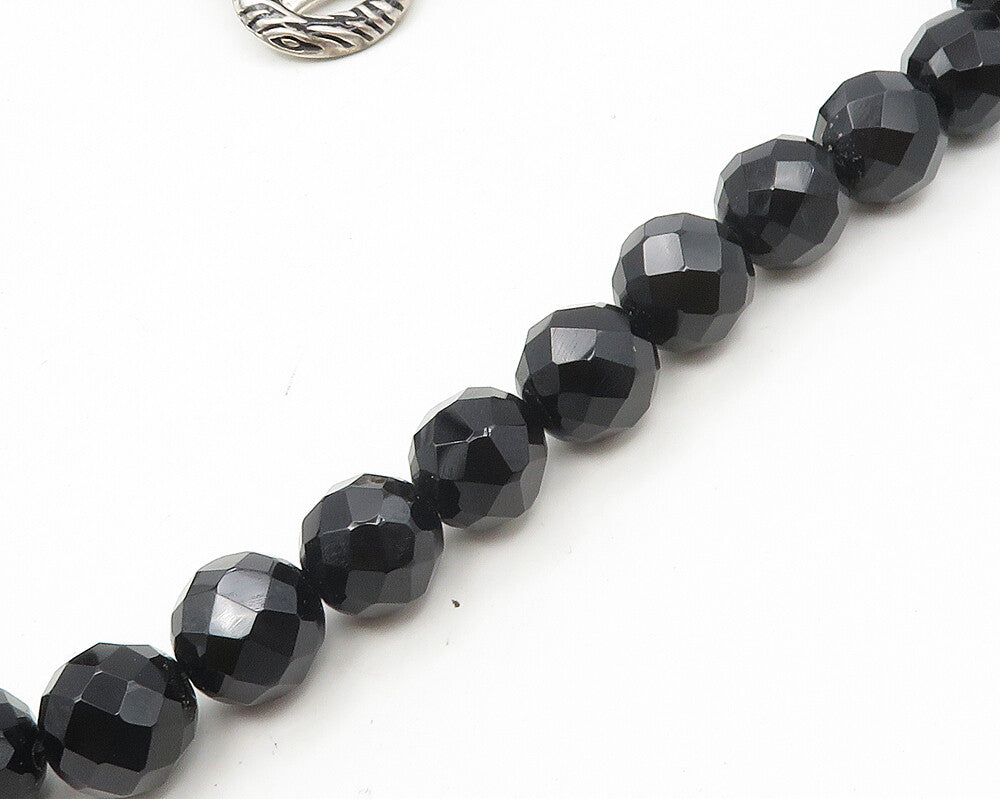 DAVID SIGAL 925 Silver  Vintage Faceted Black Hematite Chain Necklace  NE2929