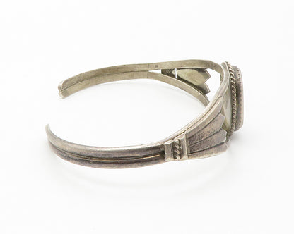 NAVAJO 925 Sterling Silver  Vintage Mother Of Pearl Cuff Bracelet  BT5764
