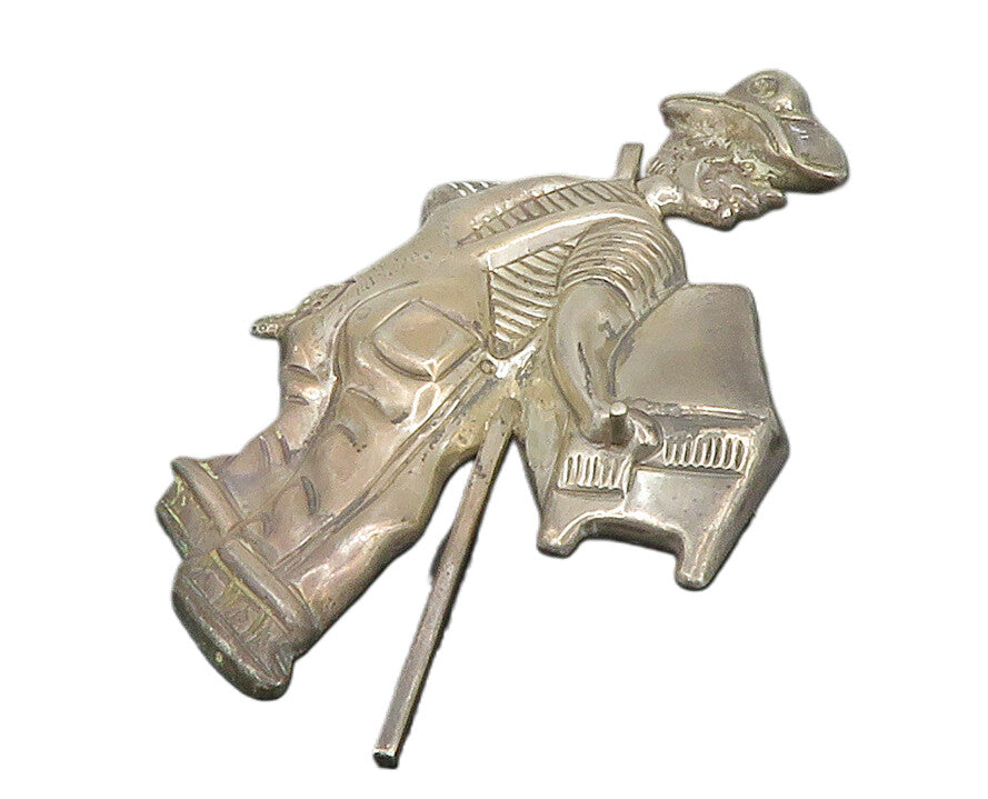 MEXICO 925 Sterling Silver  Vintage Farmer Man Hollow Brooch Pin  BP5755