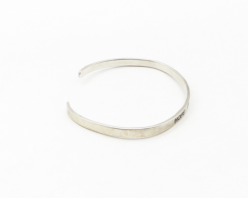 925 Sterling Silver  Vintage Stamped Hope Dream Believe Cuff Bracelet  BT6633