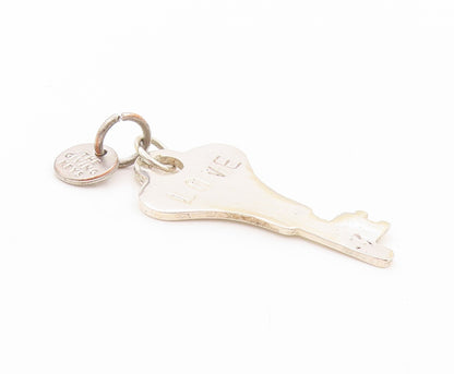 925 Sterling Silver Vintage Pendant Solid Cutout Key Of Love  PT24121