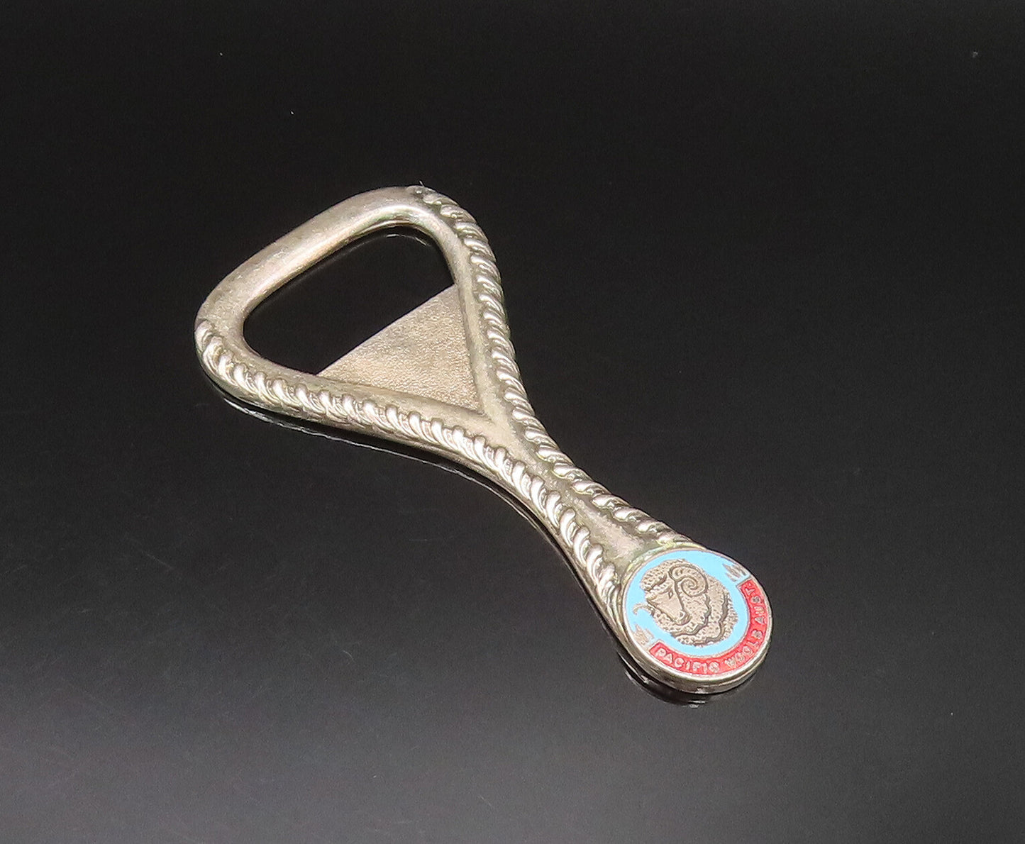 AUSTRALIA 925 Silver  Vintage Ribbed Edge Enamel Souvenir Bottle Opener TR3369