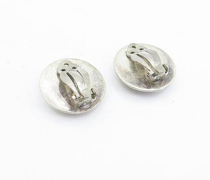 MEXICO 925 Sterling Silver  Vintage Button Drop Non Pierce Earrings  EG2864