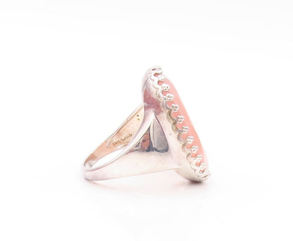 925 Sterling Silver Vintage Ring JACMEL Large Oval Pink Gemstone  SZ 8  RG32115