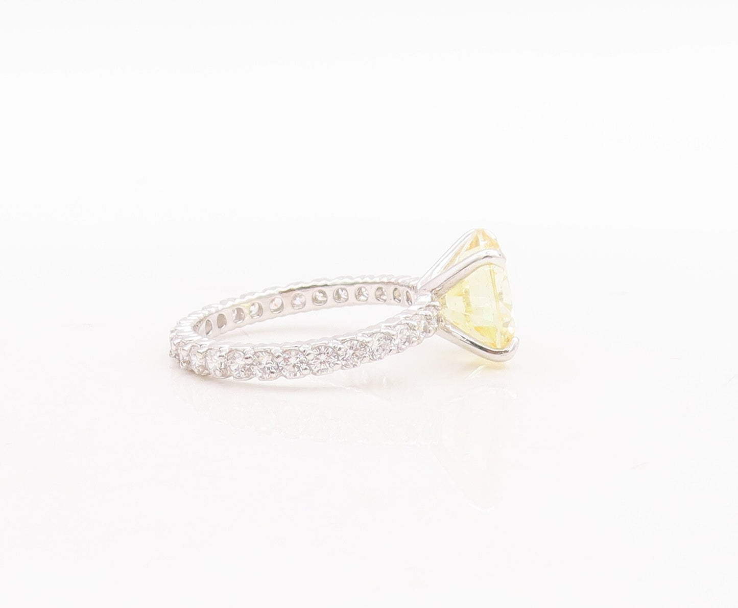 925 Sterling Silver Vintage Ring All Shank CZ Inlay Round Citrine  Sz 7  RG28776