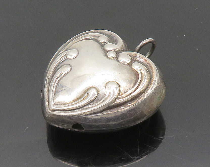 925 Sterling Silver  Vintage Shiny Swirl Love Heart Pendant (JINGLES)  PT15494